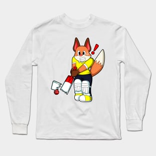 Fox as Batsman with Cricket bat Long Sleeve T-Shirt